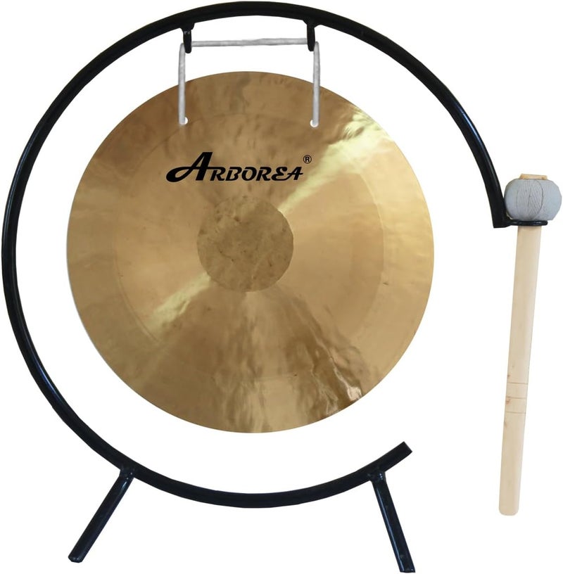 Arborea 12" جرس ريح صغير مع حامل ومطرقة - صوت شفاء مهدئ جميل مثالي لتزيين مكتب المنزل - Image 1